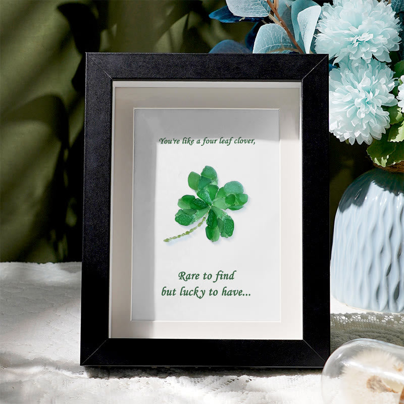 You Are My Four Leaf Clover Sea Glass Framed Art - Black - 8" X 6" - image 1