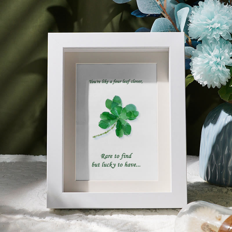 You Are My Four Leaf Clover Sea Glass Framed Art - White - 8" X 6" - image 5