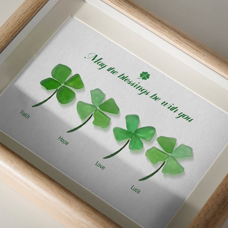 Four Leaf Clover Blessings Sea Glass Framed Art - image 3