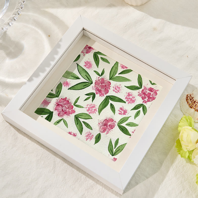 Pink Hydrangea Floral Sea Glass Framed Art - image 3