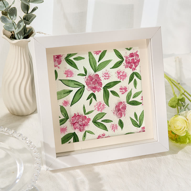 Pink Hydrangea Floral Sea Glass Framed Art - image 2