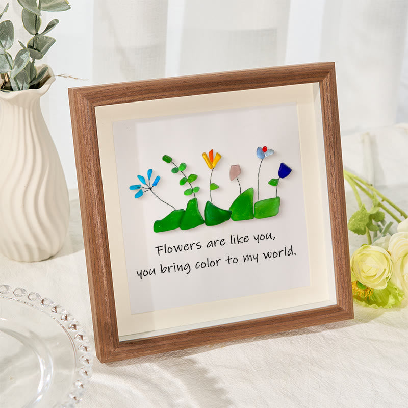 Flowers Are Like You Sea Glass Framed Art - image 2