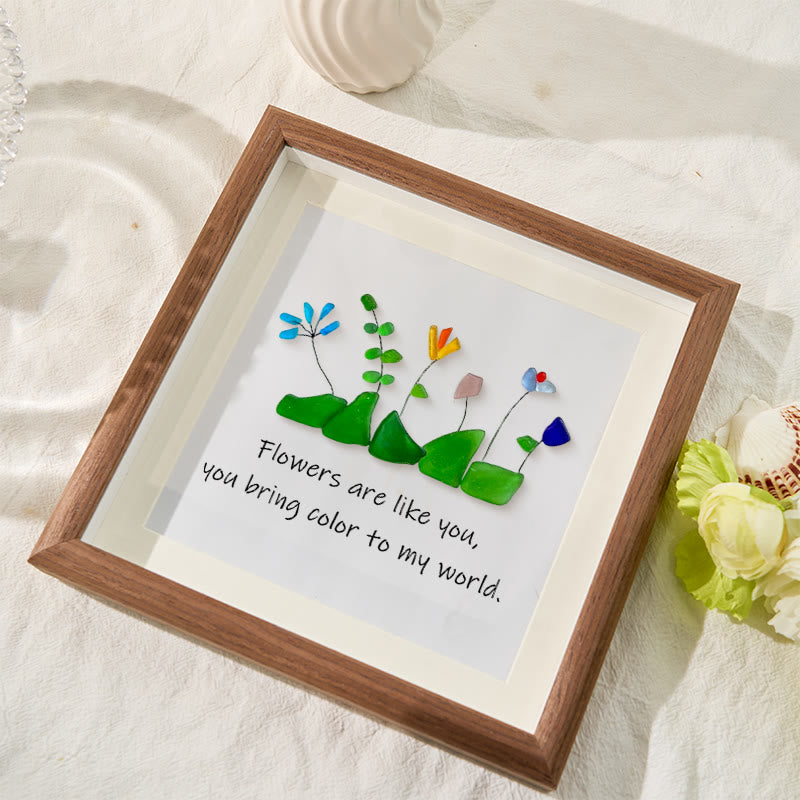 Flowers Are Like You Sea Glass Framed Art - image 3