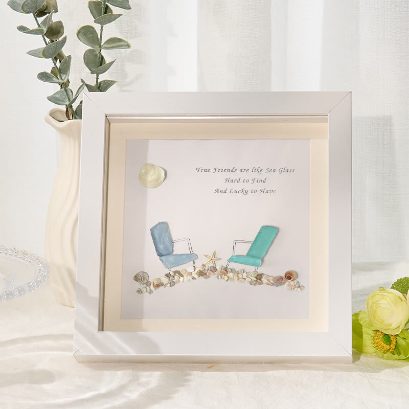 Beach Chairs Friends Sea Glass Framed Art - White - 8" X 8" - image 7