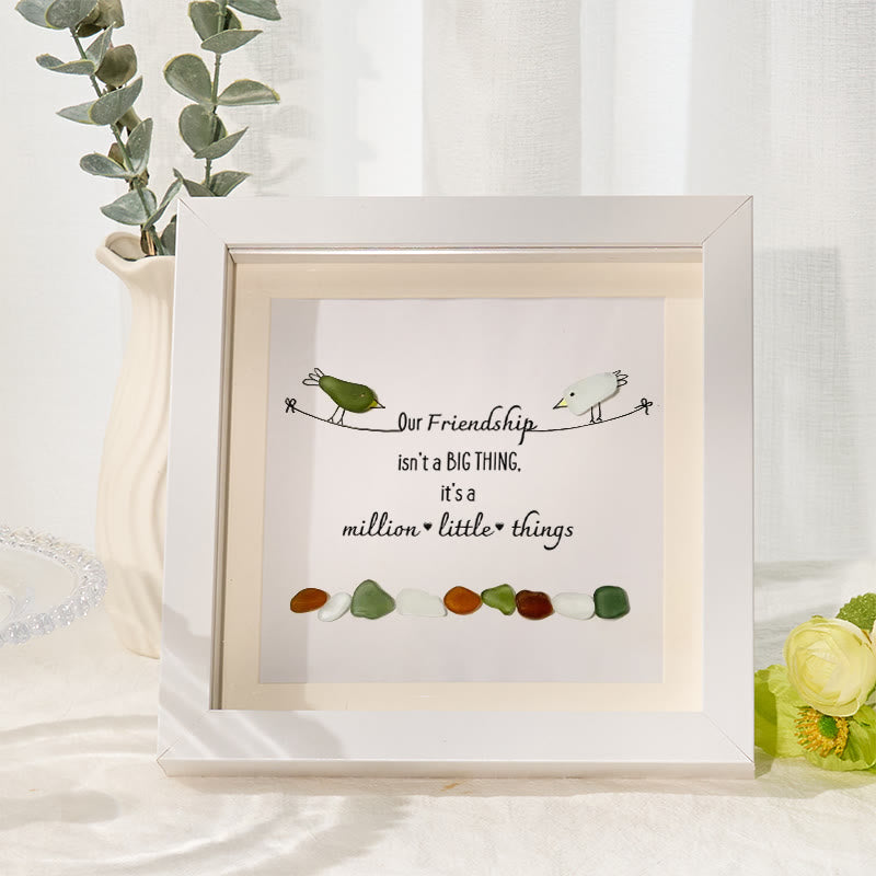 Our Friendship Is A Million Little Things Sea Glass Framed Art - White - 8" X 8" - image 7