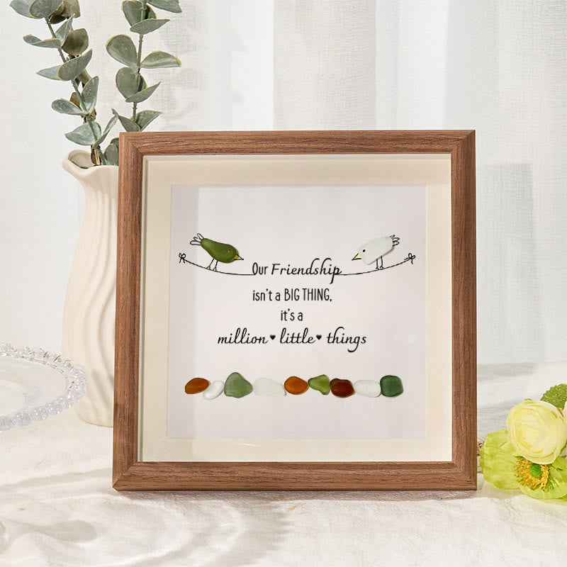 Our Friendship Is A Million Little Things Sea Glass Framed Art - Walnut Brown - 8" X 8" - image 1