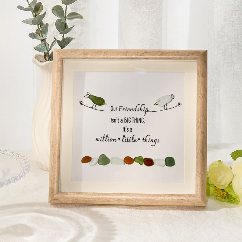 Our Friendship Is A Million Little Things Sea Glass Framed Art - Oak - 8" X 8" - image 5