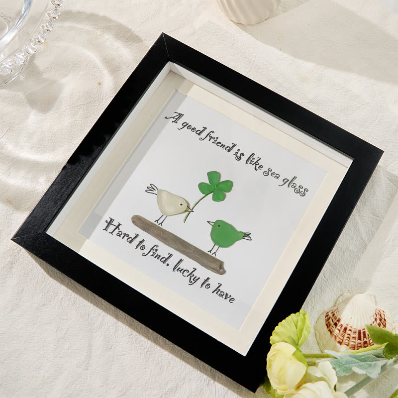 Four-leaf Clover Friendship Sea Glass Framed Art - image 3