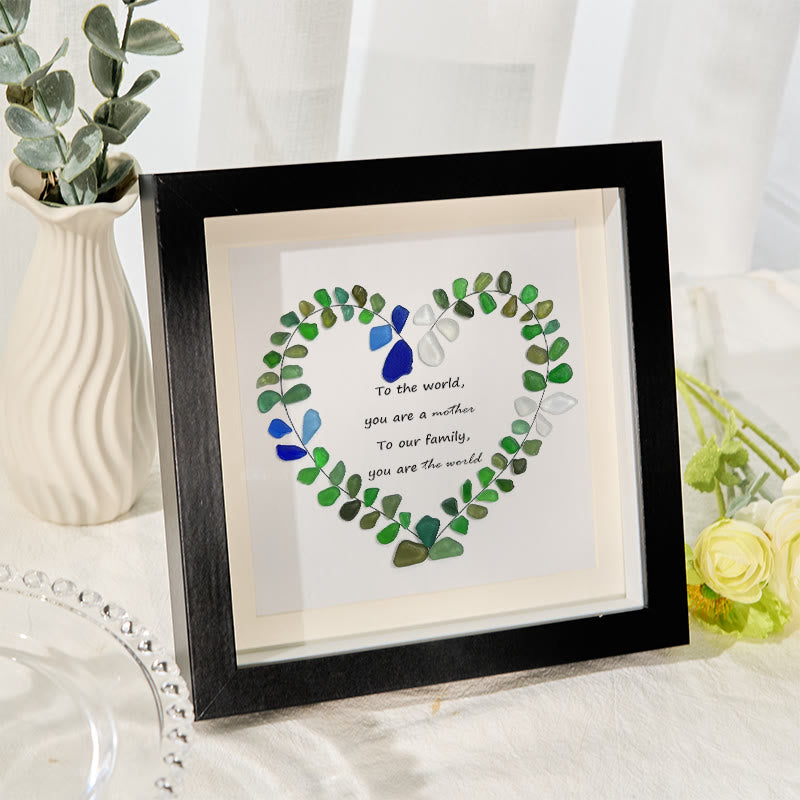To Our Family Mom You Are The World Sea Glass Framed Art - image 2
