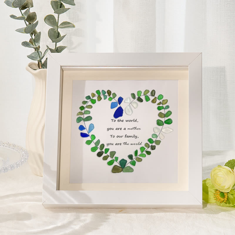 To Our Family Mom You Are The World Sea Glass Framed Art - White - 8" X 8" - image 5