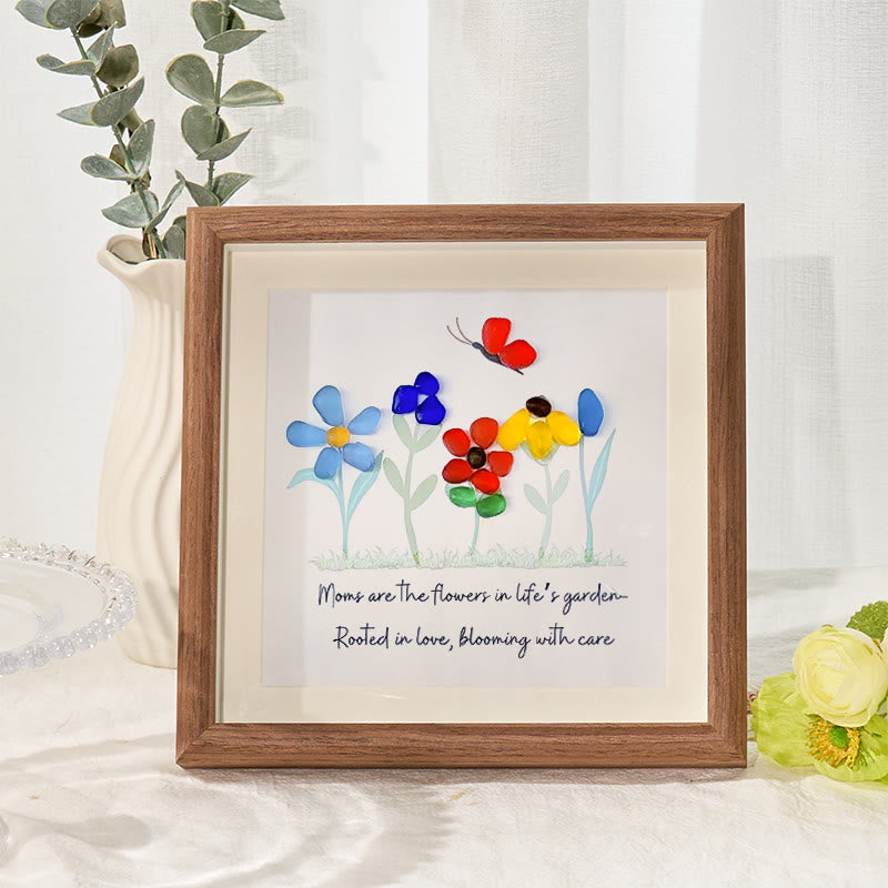 Moms Are Like Garden Sea Glass Framed Art - Walnut Brown - 8" X 8" - image 5