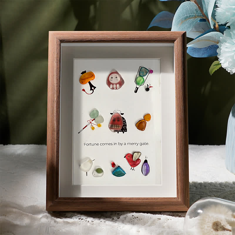 Lucky Charms Bring Fortune Sea Glass Framed Art - Walnut Brown - 8" X 6" - image 7
