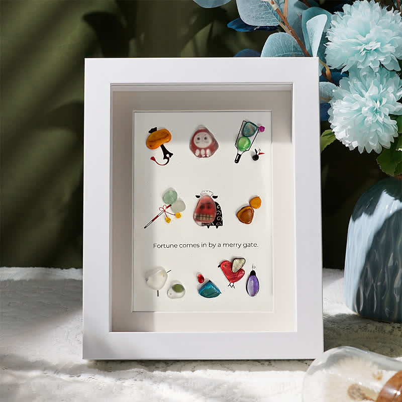 Lucky Charms Bring Fortune Sea Glass Framed Art - White - 8" X 6" - image 5