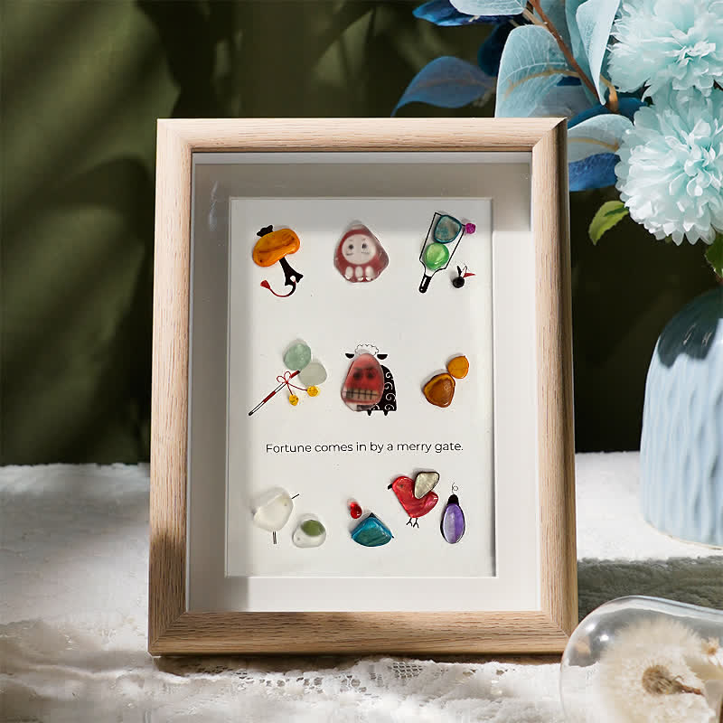 Lucky Charms Bring Fortune Sea Glass Framed Art - Oak - 8" X 6" - image 6
