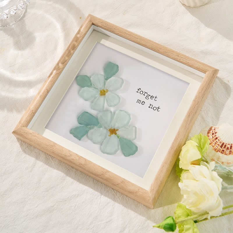 Forget Me Not Blue Flower Sea Glass Framed Art - image 3