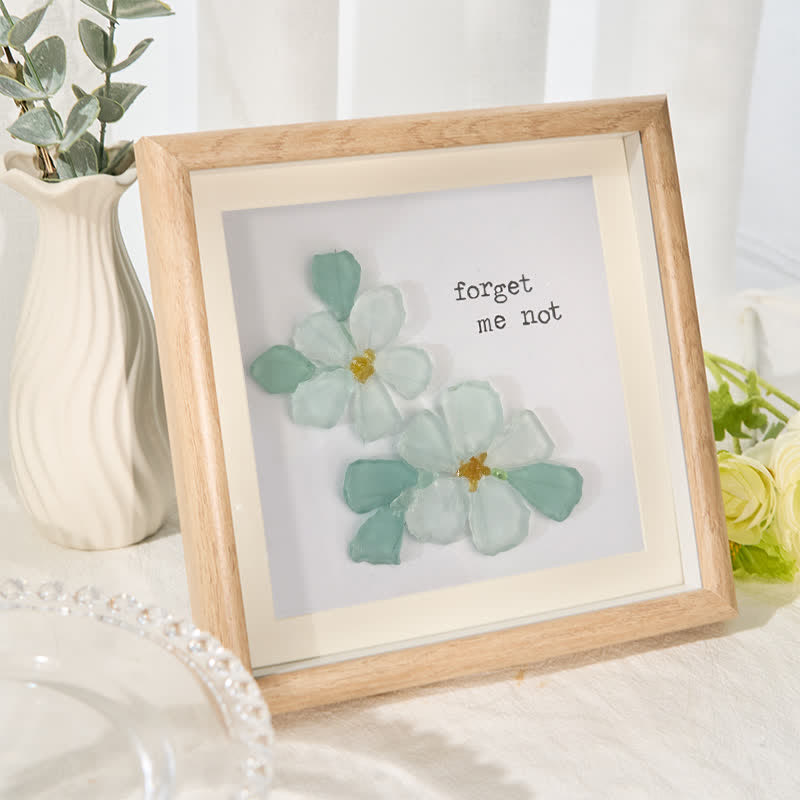 Forget Me Not Blue Flower Sea Glass Framed Art - image 2