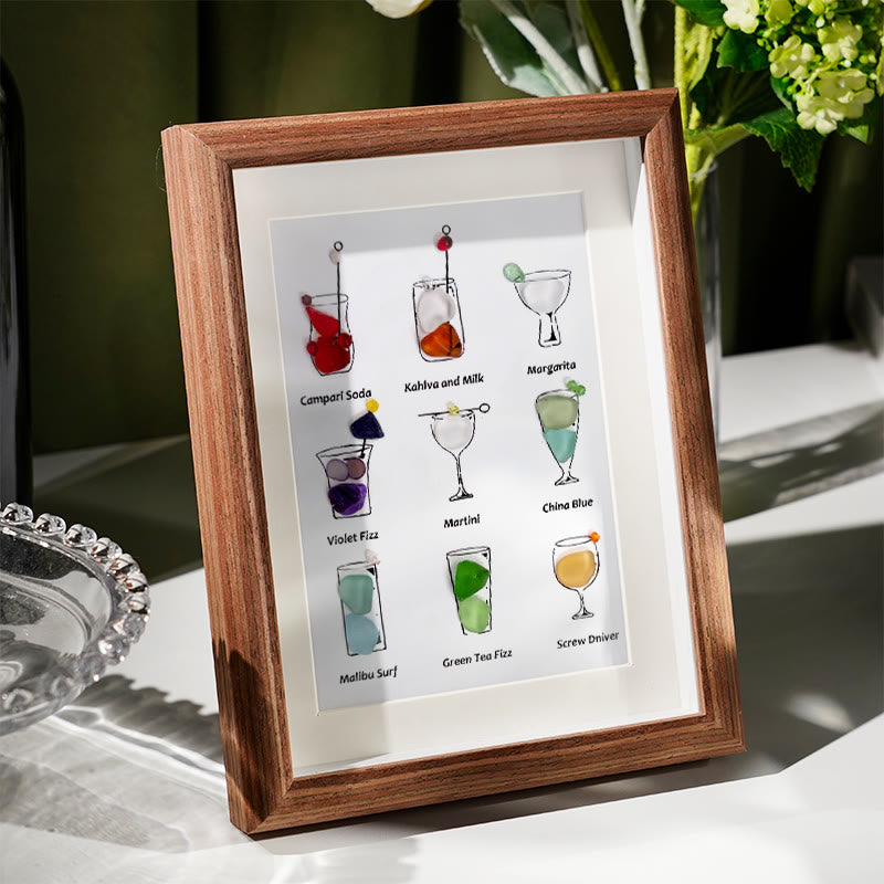 Multicolored Cocktails Theme Sea Glass Framed Art - image 2