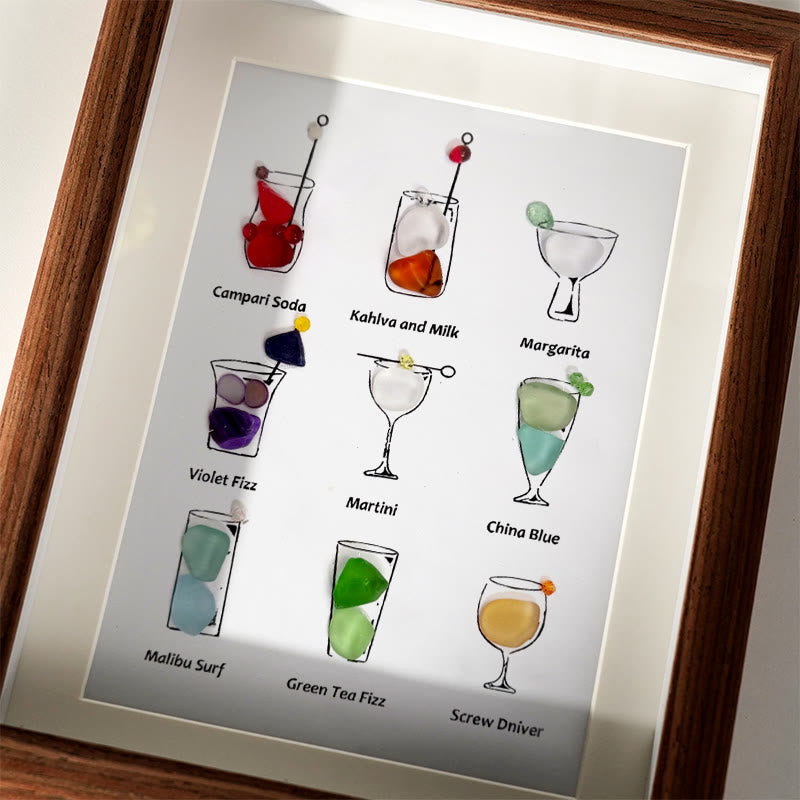 Multicolored Cocktails Theme Sea Glass Framed Art - image 3