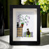 Pebble Cats And Violet Blooming Flower Sea Glass Framed Art - Black - 8" X 6" - image 6