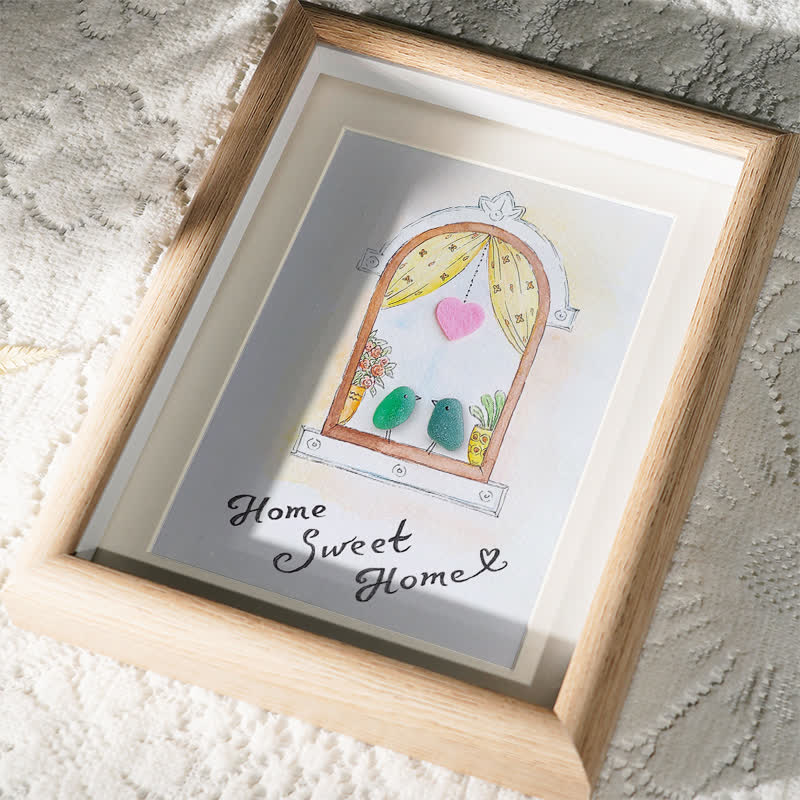 Home Sweet Home Housewarming Bird Sea Glass Framed Art - image 3