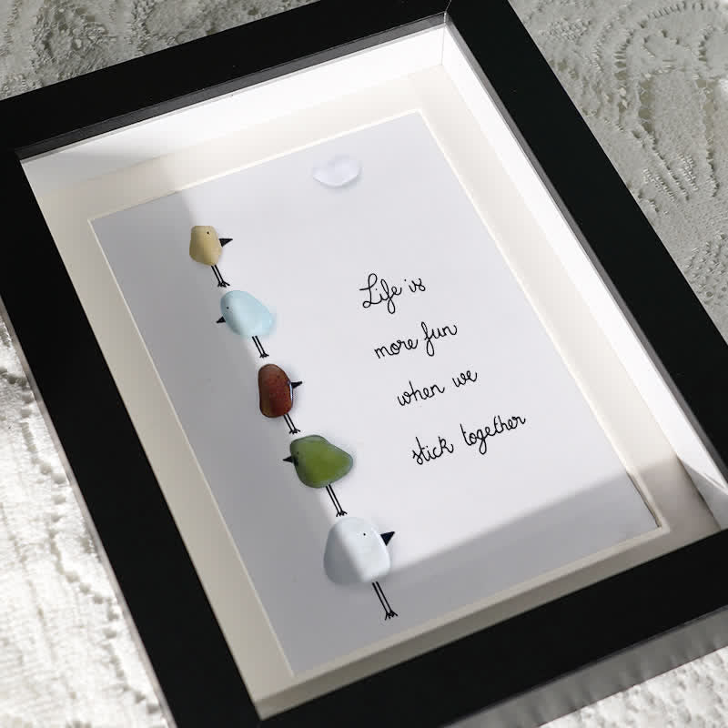 Family Unity Of Birds Sea Glass Framed Art - image 3