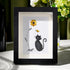Black Pebble Cat And Yellow Flower Sea Glass Framed Art - Black - 8" X 6" - image 6