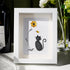 Black Pebble Cat And Yellow Flower Sea Glass Framed Art - White - 8" X 6" - image 7