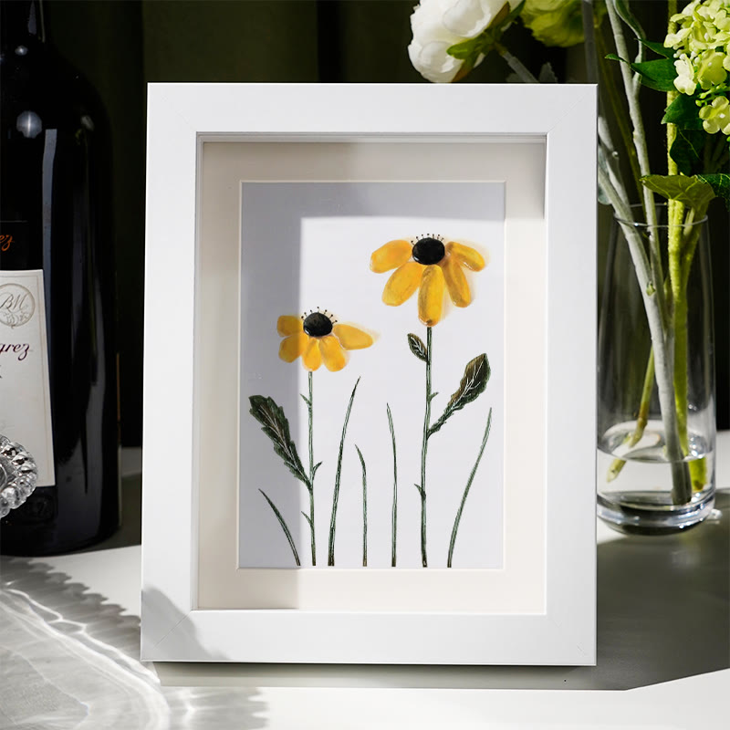 Daisy Handmade Sea Glass Framed Art - White - 8" X 6" - image 7