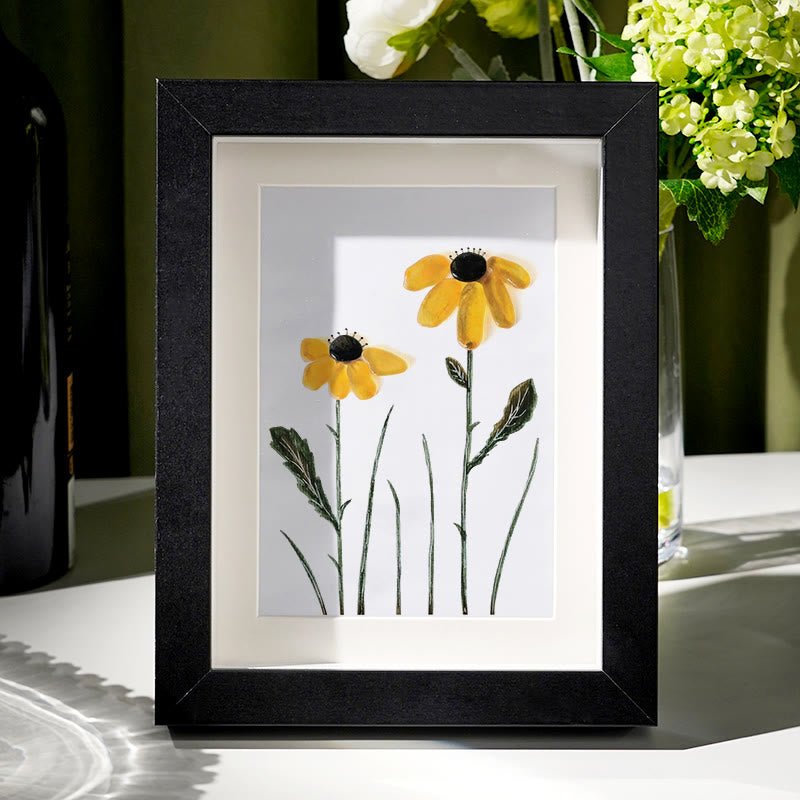 Daisy Handmade Sea Glass Framed Art - Black - 8" X 6" - image 6