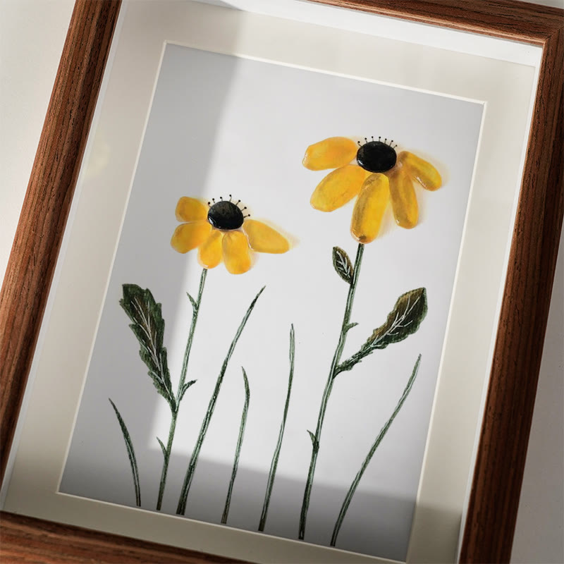 Daisy Handmade Sea Glass Framed Art - image 3