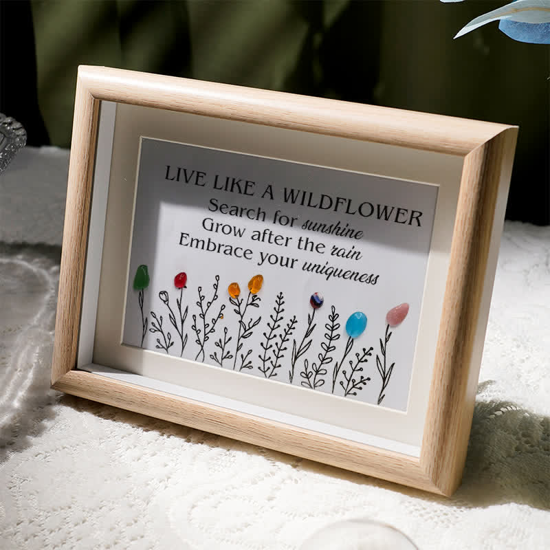 Live Like A Wildflower Quote Sea Glass Framed Art - image 2