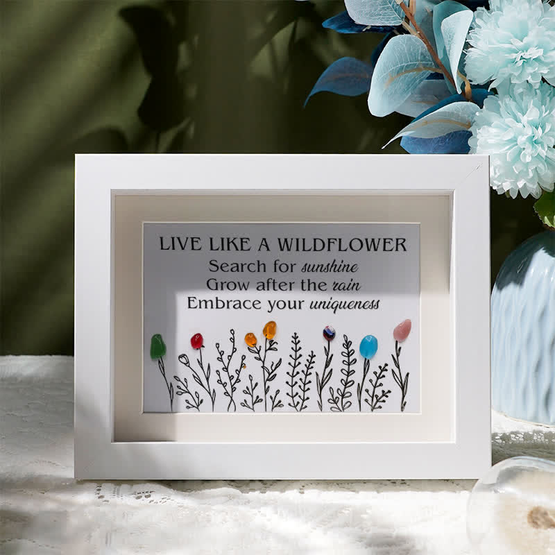 Live Like A Wildflower Quote Sea Glass Framed Art - White - 6" X 8" - image 6