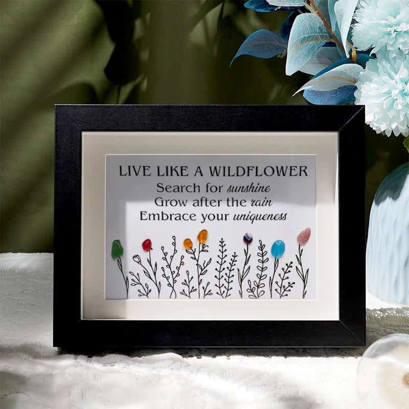 Live Like A Wildflower Quote Sea Glass Framed Art - Black - 6" X 8" - image 7