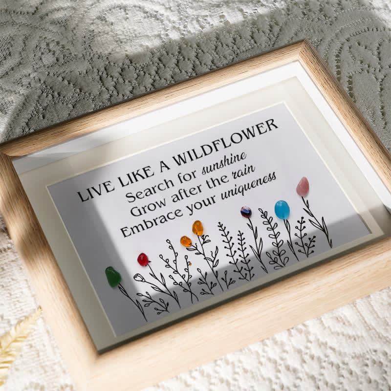 Live Like A Wildflower Quote Sea Glass Framed Art - image 3