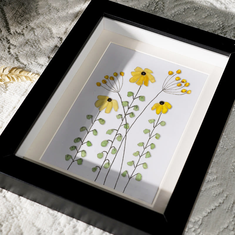 Sunflower Handmade Sea Glass Framed Art - image 3