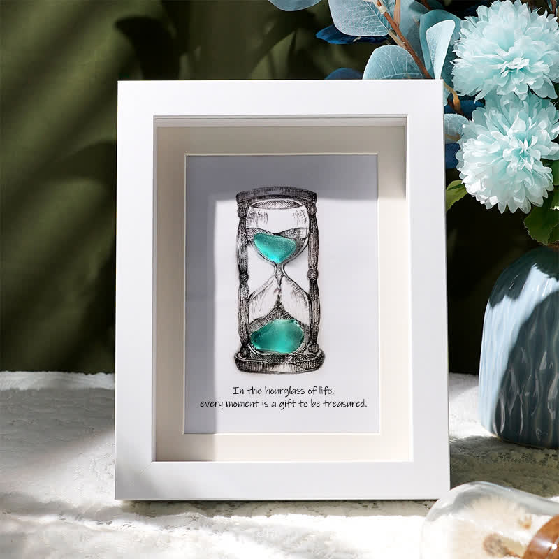 Life's Filled Hourglass Quote Sea Glass Framed Art - White - 8" X 6" - image 7