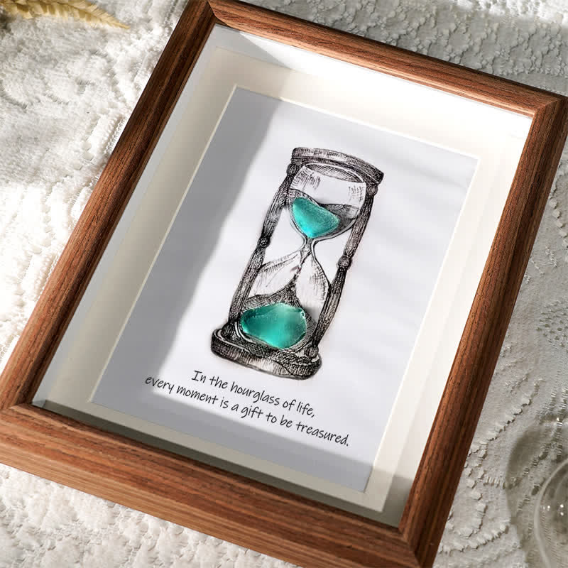 Life's Filled Hourglass Quote Sea Glass Framed Art - image 3