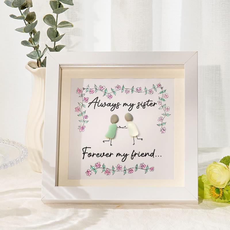 Always My Sister Forever My Friend Sea Glass Framed Art - White - 8" X 8" - image 7