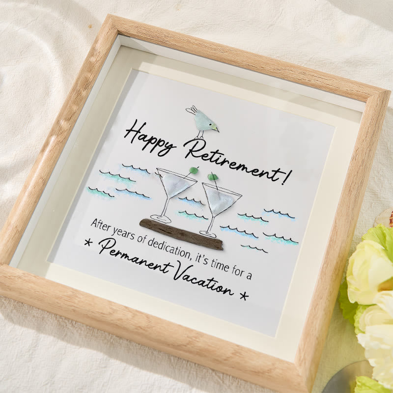 Cheers And Happy Retirement Sea Glass Framed Art - image 3