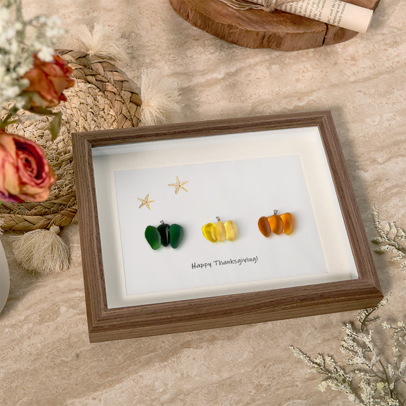 Happy Thanksgiving Pumpkin Sea Glass Framed Art - image 2