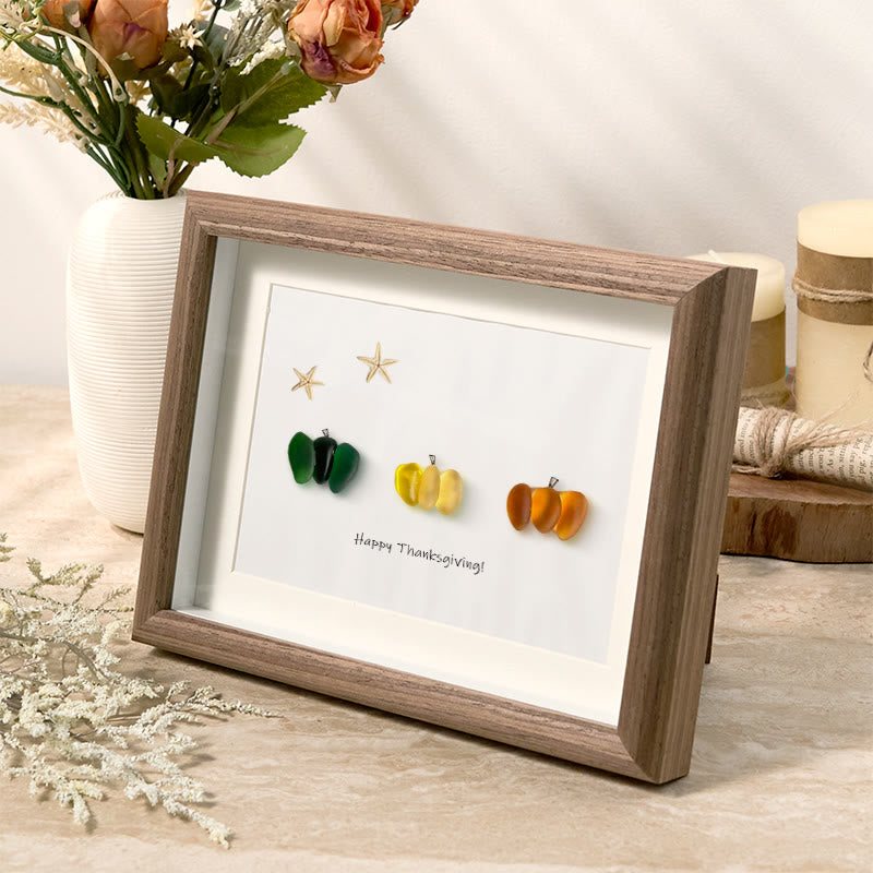 Happy Thanksgiving Pumpkin Sea Glass Framed Art - image 1