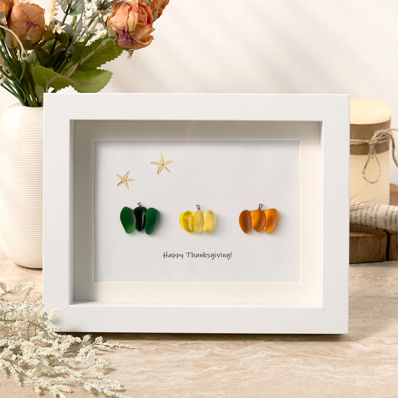 Happy Thanksgiving Pumpkin Sea Glass Framed Art - White - 6" X 8" - image 6