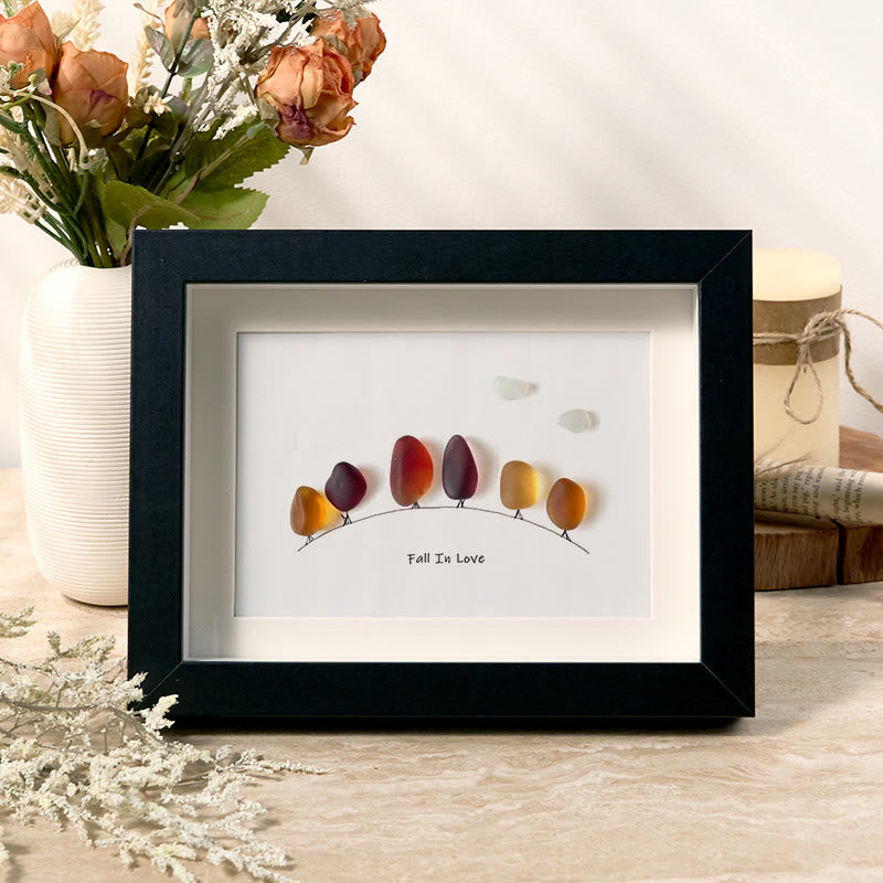Fall In Love Autumn Trees Sea Glass Framed Art - Black - 6" X 8" - image 5