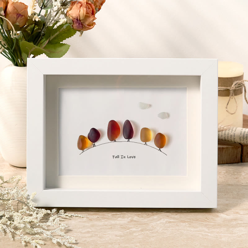 Fall In Love Autumn Trees Sea Glass Framed Art - White - 6" X 8" - image 6