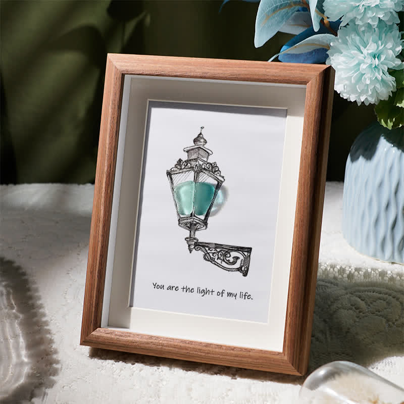 Light Of My Life Street Light Sea Glass Framed Art - image 1