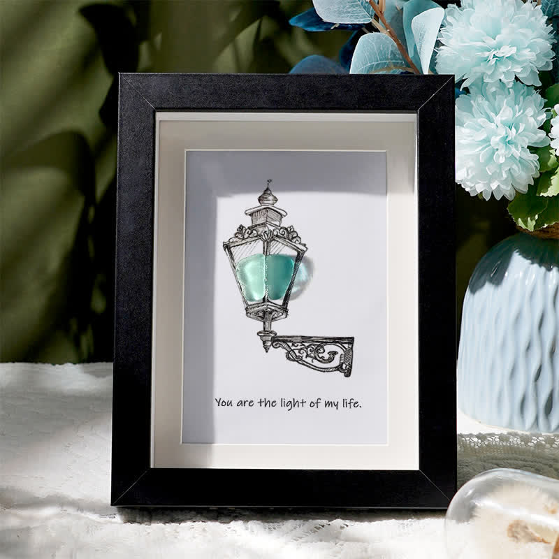 Light Of My Life Street Light Sea Glass Framed Art - Black - 8" X 6" - image 5