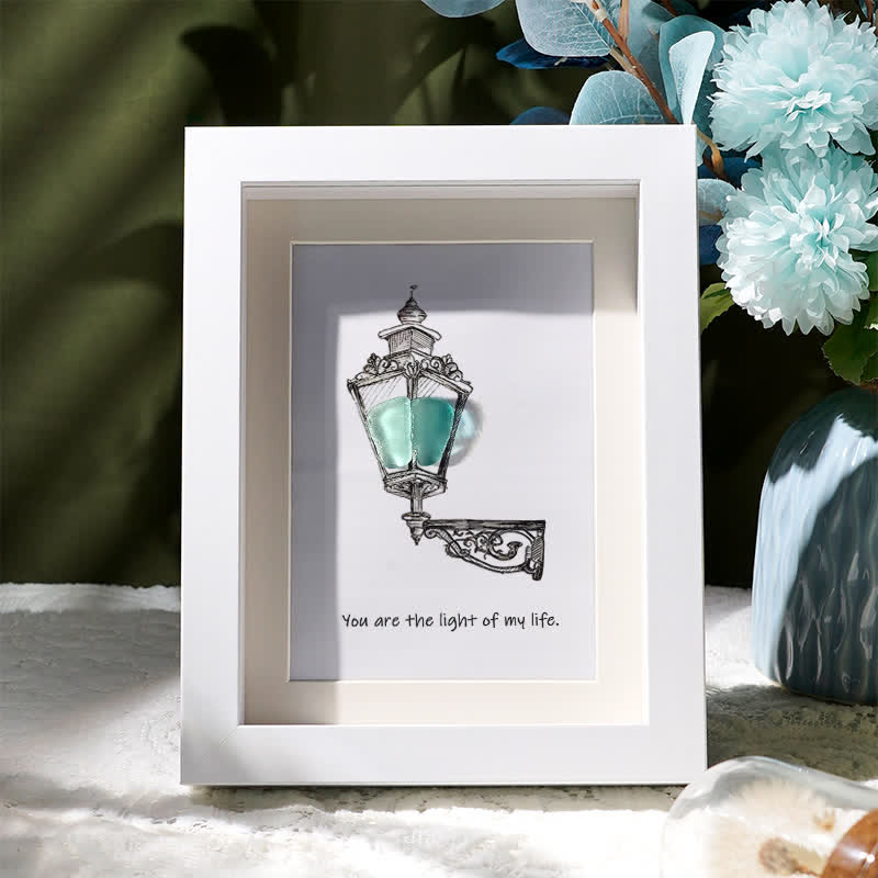 Light Of My Life Street Light Sea Glass Framed Art - White - 8" X 6" - image 6