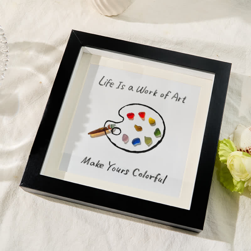 Artist's Palette Paint Your Life With Colors Sea Glass Framed Art - image 2
