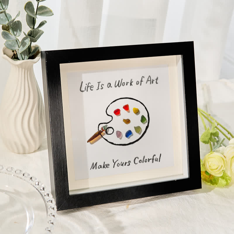 Artist's Palette Paint Your Life With Colors Sea Glass Framed Art - image 1