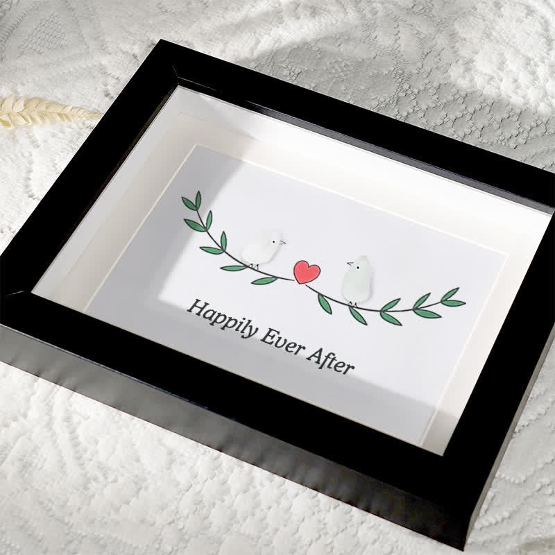 Happily Ever After Lovebirds Sea Glass Framed Art - image 2